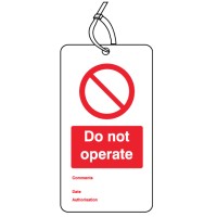 Do Not Operate - Double Sided Safety Tag (Pack of 10)