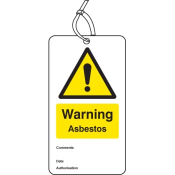 Warning - Asbestos - Double Sided Safety Tag (Pack of 10)