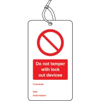 Lockout Tag - Do Not Tamper with Lock Out Devices - 80 x 150mm (Pack of 10)