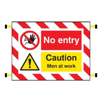 Door Screen Sign - No Entry Caution - Men At Work