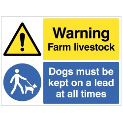 Warning - Farm Livestock - Dogs must be Kept on a Lead