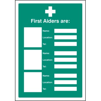 First Aiders Are (Space for 3) - Adapt-a-Sign