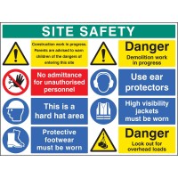 Site Safety - Construction Work - No Admittance - Hard Hat - Footwear - Demolition - Ear Protectors - Hi Vis - Overhead Loads