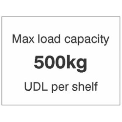 Max load Capacity 500kg UDL Per Shelf