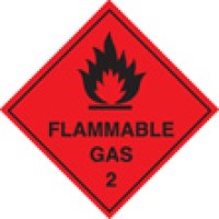 Flammable Gas 2 Labels (Roll of 100)