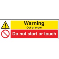 Warning - Out of Order - Do Not Start Or Touch