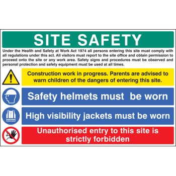 Site Safety - H&S Act - Construction Work - Helmets - Hi Vis - Unauthorised Entry Forbidden